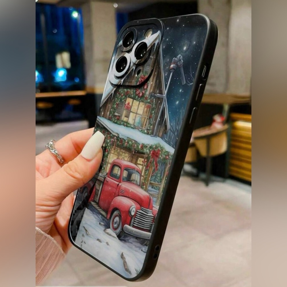 Apple iPhone 13 Pro Phone Case Christmas Truck Snow Design Black TPU - Picture 4 of 4